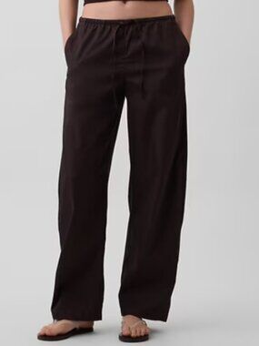 NWT Gap Poplin Easy Barrel Pants M Terra Brown